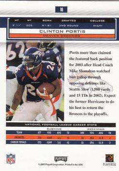 2003 Playoff Honors #16 Clinton Portis Back