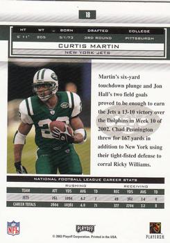2003 Playoff Honors #18 Curtis Martin Back