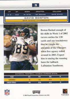 2003 Playoff Honors #20 David Boston Back