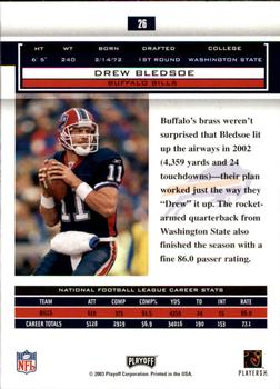 2003 Playoff Honors #26 Drew Bledsoe Back