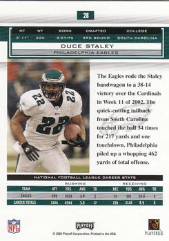 2003 Playoff Honors #28 Duce Staley Back