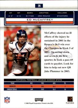 2003 Playoff Honors #29 Ed McCaffrey Back