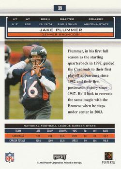 2003 Playoff Honors #39 Jake Plummer Back