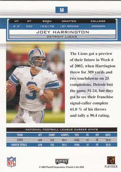 2003 Playoff Honors #50 Joey Harrington Back