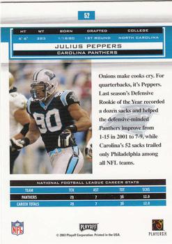 2003 Playoff Honors #52 Julius Peppers Back