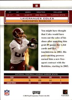 2003 Playoff Honors #60 Laveranues Coles Back