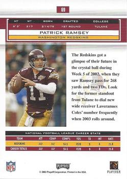 2003 Playoff Honors #69 Patrick Ramsey Back
