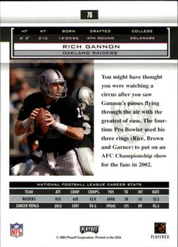2003 Playoff Honors #76 Rich Gannon Back