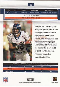 2003 Playoff Honors #79 Rod Smith Back