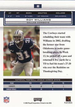 2003 Playoff Honors #80 Roy Williams Back
