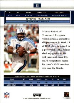 2003 Playoff Honors #83 Steve McNair Back