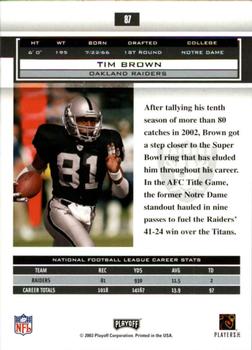 2003 Playoff Honors #87 Tim Brown Back