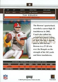 2003 Playoff Honors #88 Tim Couch Back