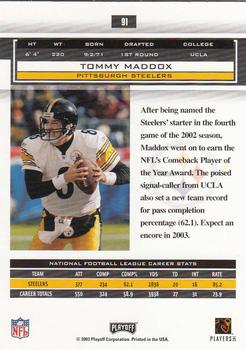 2003 Playoff Honors #91 Tommy Maddox Back