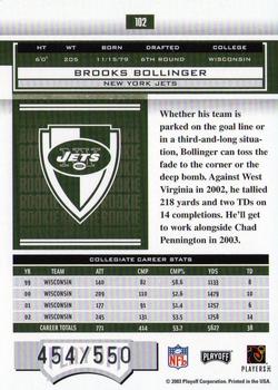2003 Playoff Honors #102 Brooks Bollinger Back