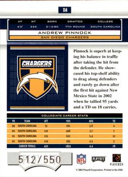 2003 Playoff Honors #114 Andrew Pinnock Back