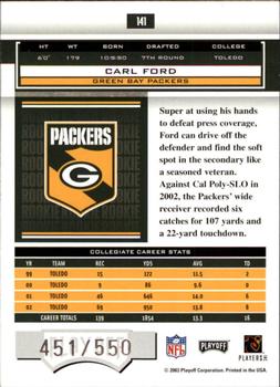 2003 Playoff Honors #141 Carl Ford Back