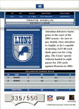 2003 Playoff Honors #142 Travis Anglin Back