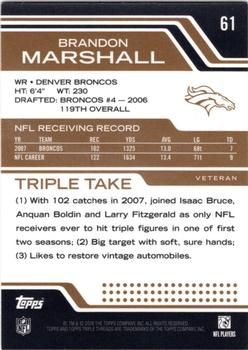 2008 Topps Triple Threads - Gold #61 Brandon Marshall Back