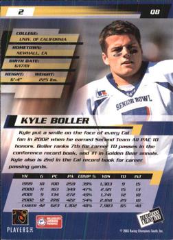 2003 Press Pass #2 Kyle Boller Back