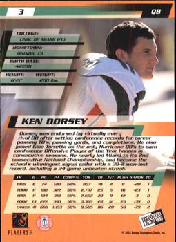 2003 Press Pass #3 Ken Dorsey Back