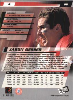 2003 Press Pass #4 Jason Gesser Back