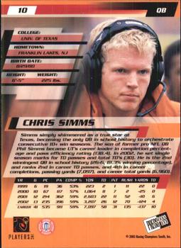 2003 Press Pass #10 Chris Simms Back