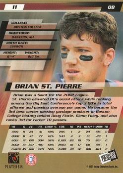 2003 Press Pass #11 Brian St. Pierre Back