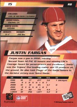 2003 Press Pass #15 Justin Fargas Back