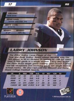 2003 Press Pass #17 Larry Johnson Back
