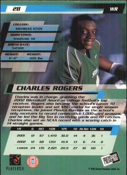 2003 Press Pass #28 Charles Rogers Back
