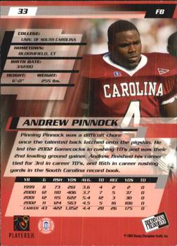 2003 Press Pass #33 Andrew Pinnock Back
