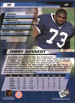 2003 Press Pass #42 Jimmy Kennedy Back