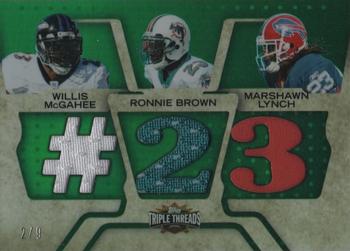 2008 Topps Triple Threads - Relic Combos Emerald #TTRC-59 Willis McGahee / Ronnie Brown / Marshawn Lynch Front