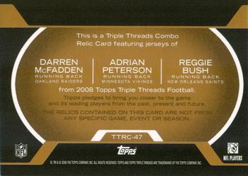 2008 Topps Triple Threads - Relic Combos Gold #TTRC--47 Reggie Bush / Adrian Peterson / Darren McFadden Back