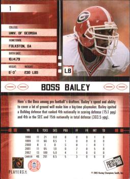 2003 Press Pass JE #1 Boss Bailey Back