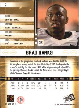 2003 Press Pass JE #2 Brad Banks Back
