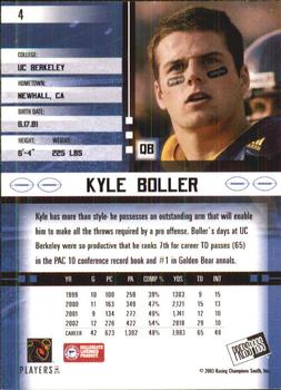 2003 Press Pass JE #4 Kyle Boller Back