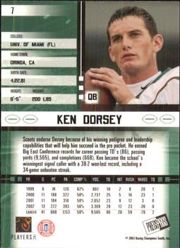 2003 Press Pass JE #7 Ken Dorsey Back