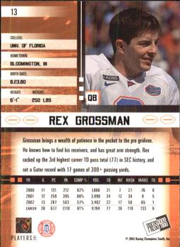 2003 Press Pass JE #13 Rex Grossman Back