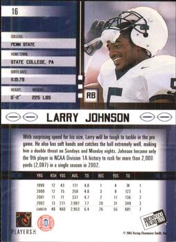 2003 Press Pass JE #16 Larry Johnson Back