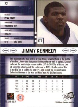 2003 Press Pass JE #22 Jimmy Kennedy Back
