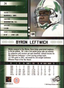 2003 Press Pass JE #24 Byron Leftwich Back