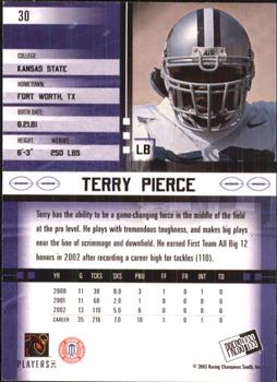 2003 Press Pass JE #30 Terry Pierce Back