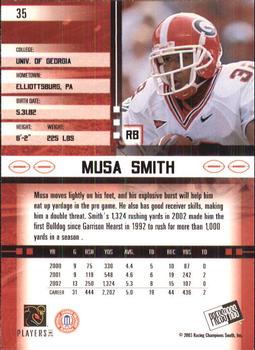 2003 Press Pass JE #35 Musa Smith Back