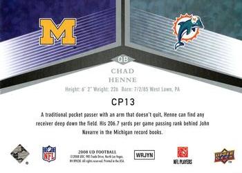 2008 Upper Deck - College to Pros #CP13 Chad Henne Back