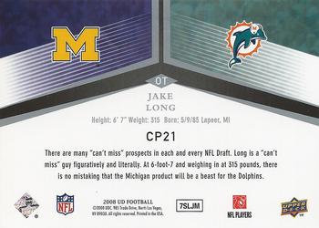 2008 Upper Deck - College to Pros #CP21 Jake Long Back