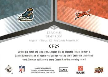 2008 Upper Deck - College to Pros #CP29 Jerome Simpson Back