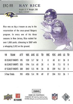 2008 Upper Deck - Excell Star Rookies #ERC-RR Ray Rice Back