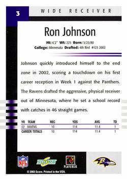 2003 Score #3 Ron Johnson Back